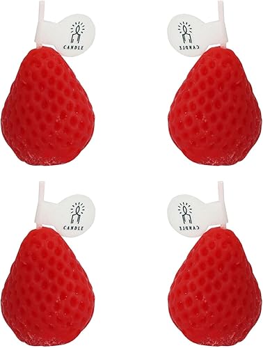 Miniatura 5 de yyangz - Vela perfumada en forma de fresa, 4 unidades, aroma de fruta, cera de soja, vela decorativa para mesa, foto, regalo de cumpleaños, vela de