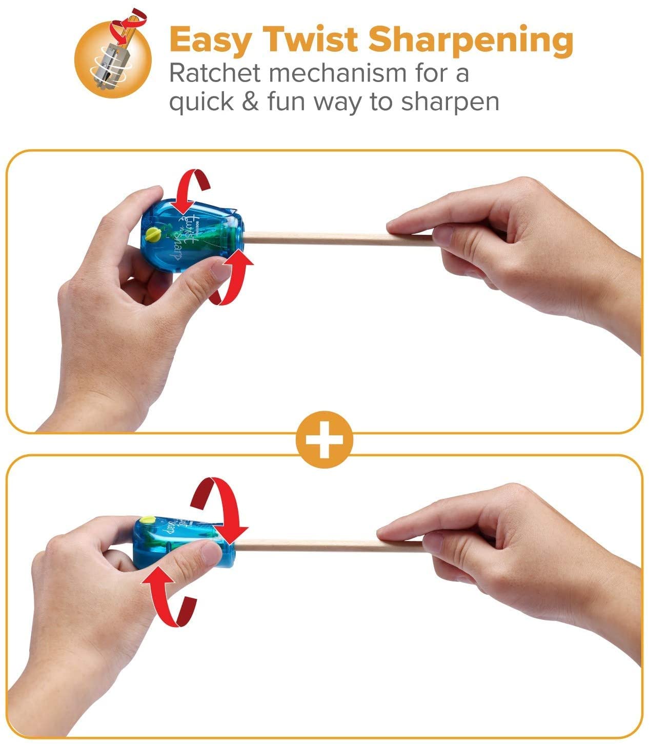 Bostitch Sacapuntas Twist-N-Sharp - Sacapuntas manuales de color pequeño, 6 unidades, cubiertos, de un solo agujero, verde lima, azul y rojo, sacapuntas portátiles de mano con cubierta para niños