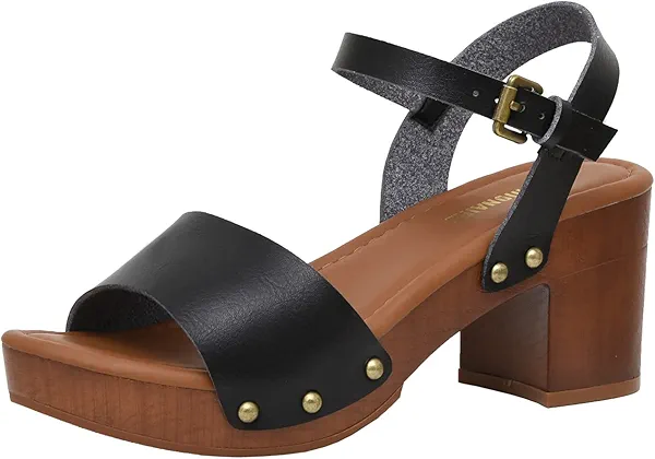 CUSHIONAIRE Women's Sloan Faux Wood Sandal +Memory Foam Insole & LiteSole Technology -Wide Widths Available