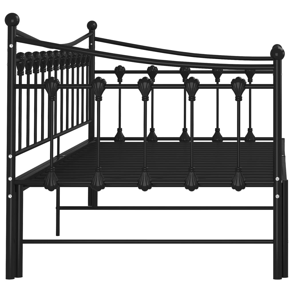 vidaXL Estructura de Sofá Cama Extraíble para Pijamas Auxiliar de Invitados Habitación Mueble Mobiliario Duradero Individual de Metal Negro 90x200 cm