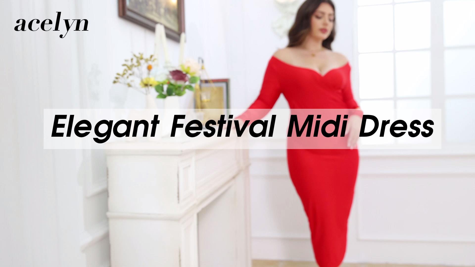 Amazon.com: Sexy Off Shoulder Midi Dress for Women Elegant V Neck Bodycon  Dresses Club Night Party Outfits Red L : Clothing, Shoes & Jewelry