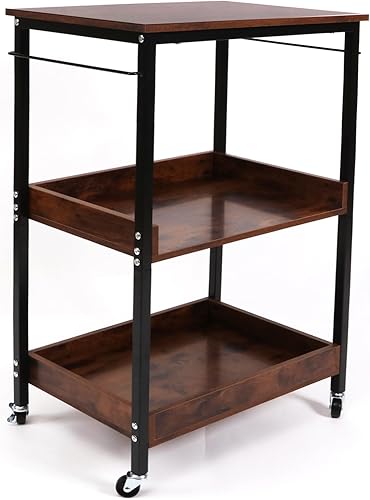 Carrito utilitario rodante de 3 niveles con ruedas con cerradura, almacenamiento delgado, carrito de alta resistencia, estantería móvil, organizador