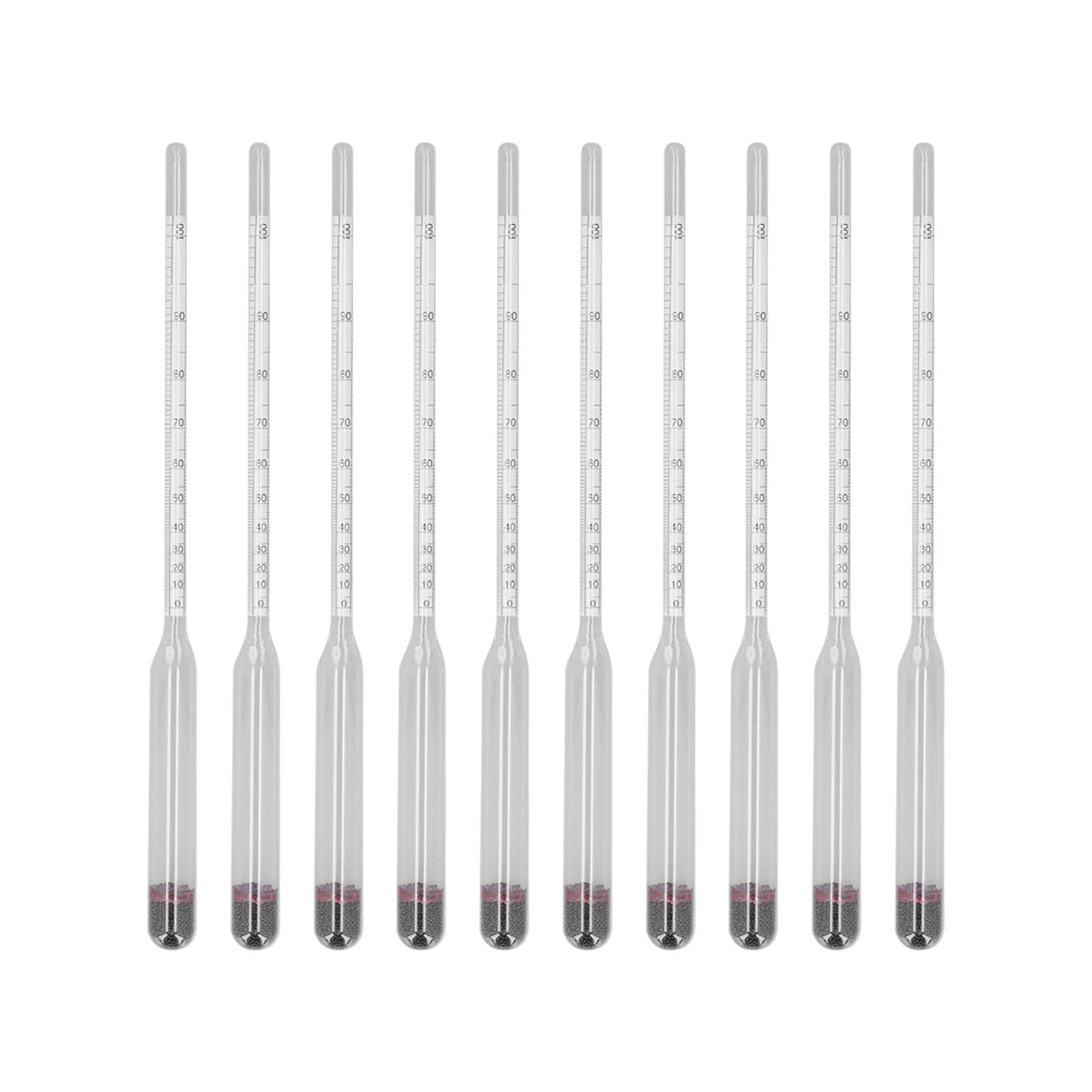 10Pcs Hydrometer Glass Beer Tester Wine Meter Measuring Tool Set Kit for Home Brewing 0-100 10Pcs Hydrometer Glass