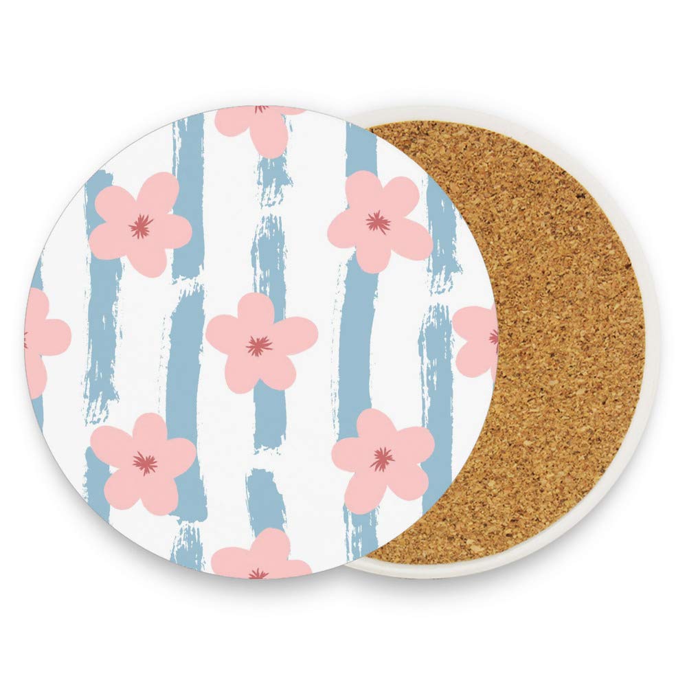 Set Di 4 Sottobicchieri In Ceramica Assorbenti Con Motivo