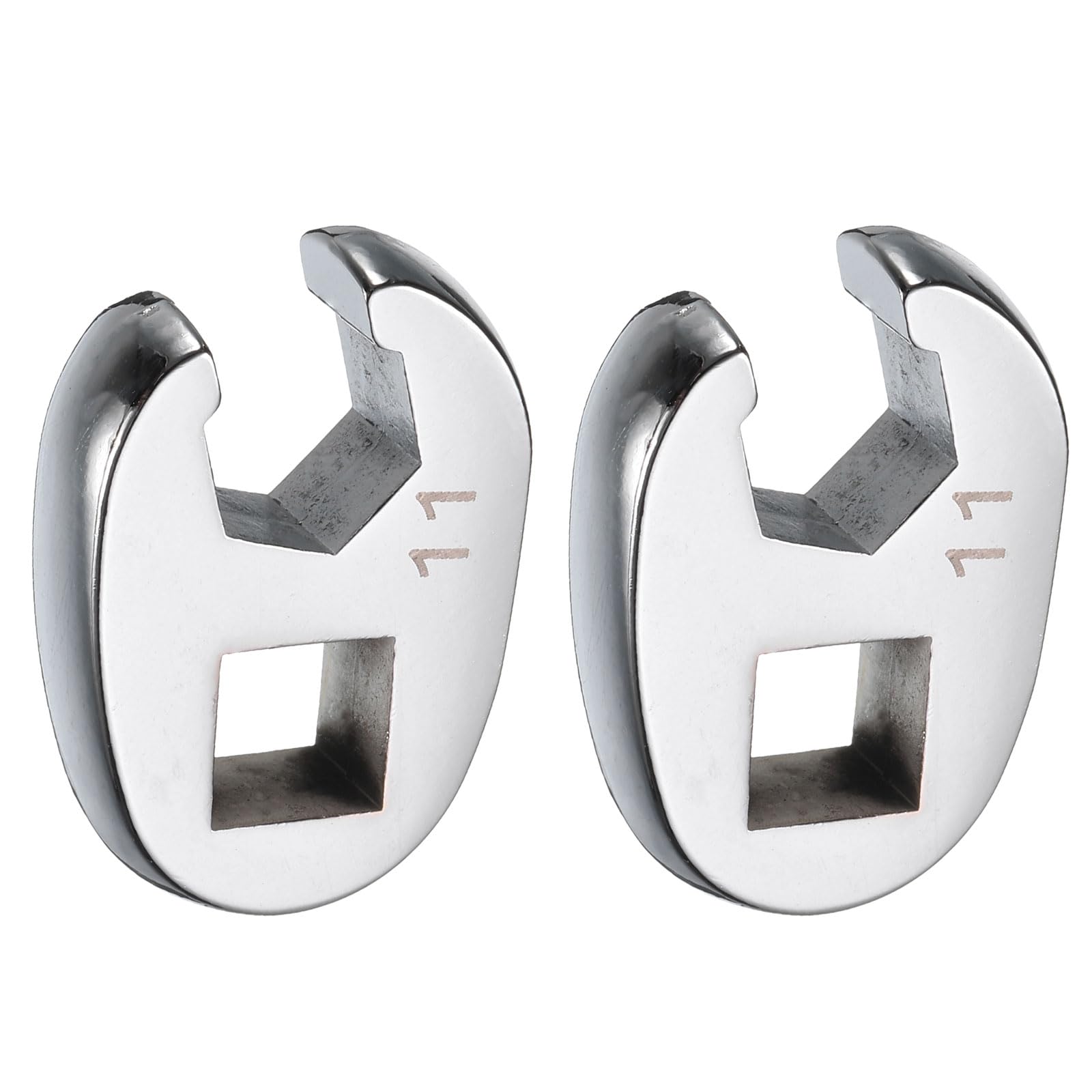 2pcs Drive Crowfoot Wrench 3/8" Drive 11mm Metric Fractional Crowfoot Flare Nut Wrench 40Cr Chrome Plated Open End Crowfoot Wrench for Mechanics Automotive Repair Work