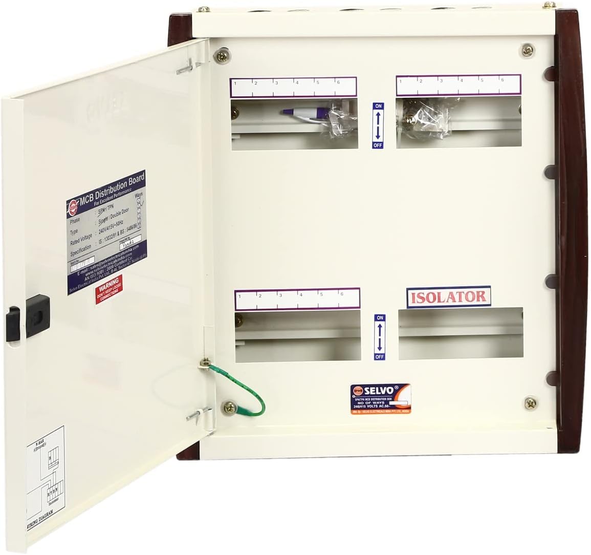 Way (TPN) Three Phase Neutral Double Door Distribution Board (6Way)