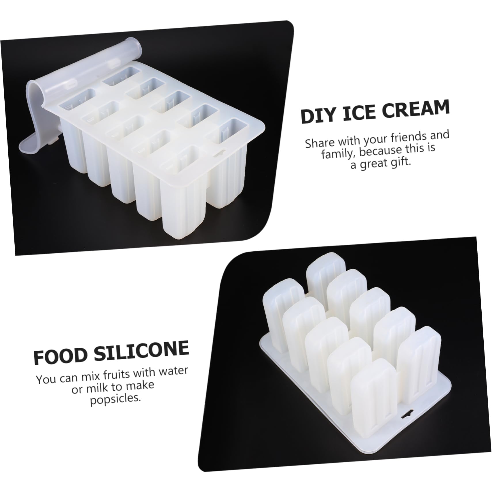 Moule à Glace Diy Silicone Semi-transparent Cavités Avec Bâtonnets Bois Pour Sorbets Maison Réutilisable Sain Pour Jus Yaourt Et Fruits