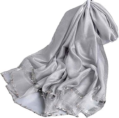Amazon Limakaraストール 大判 薄手 シルク レディース 冷房対策 Uvカット ショール 無地 ウール 羽織物 お洒落 多用途 春 夏 秋 冬 誕生日 母の日 パーティー 結婚式 お呼ばれ 成人式 海辺 ギフト グレー パールビーズ付き ストール 通販