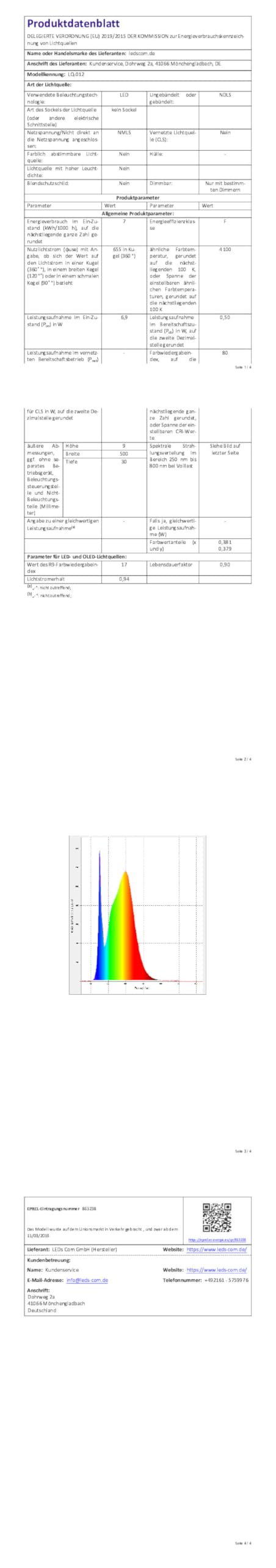 ledscom.de LED Unterbau-Leuchte SIRIS weiß matt mit Bewegungsmelder, flach, je 50cm, je 655lm, weiß, 3er Set