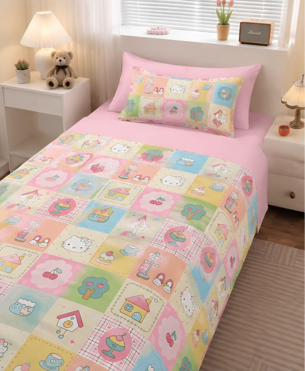 Home Cartoon Print Bedsheets for Kids Room, 210TC, Wrinkle Free, Soft Cartoon Print (Multicolor: 03, Single Bed 60x90 inches)-picture-29