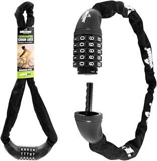 Milestone Cycling 20130 5-digit Combinaton Chain Lock Hardened Steel Cycling Motorbikes Scooters, Black, 90cm x 6cm