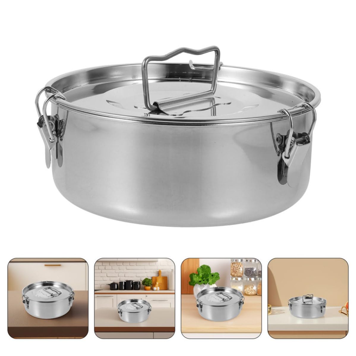 SHINEOFI Molde Sartén Diseño de Cierre y Calentamiento Uniforme de Acero Inoxidable con Tapa para Flan Adecuado para Hornear y Cocinar Flanes