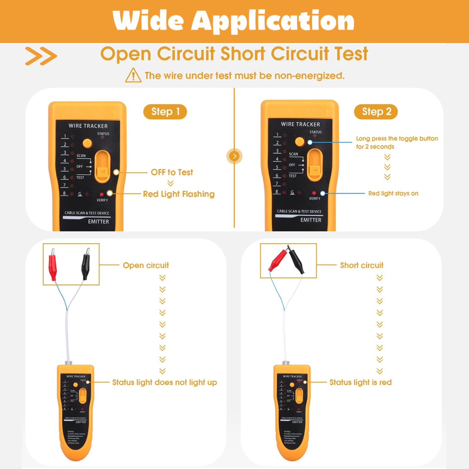 Wire Tracker Cable Tester per Cavi di Rete, WireLine Finder Cavo Telefonico WireEthernet Tester per Cavi di Rete LAN, Tester per Cavi Palmari Tester per Cavi e Hound Wire
