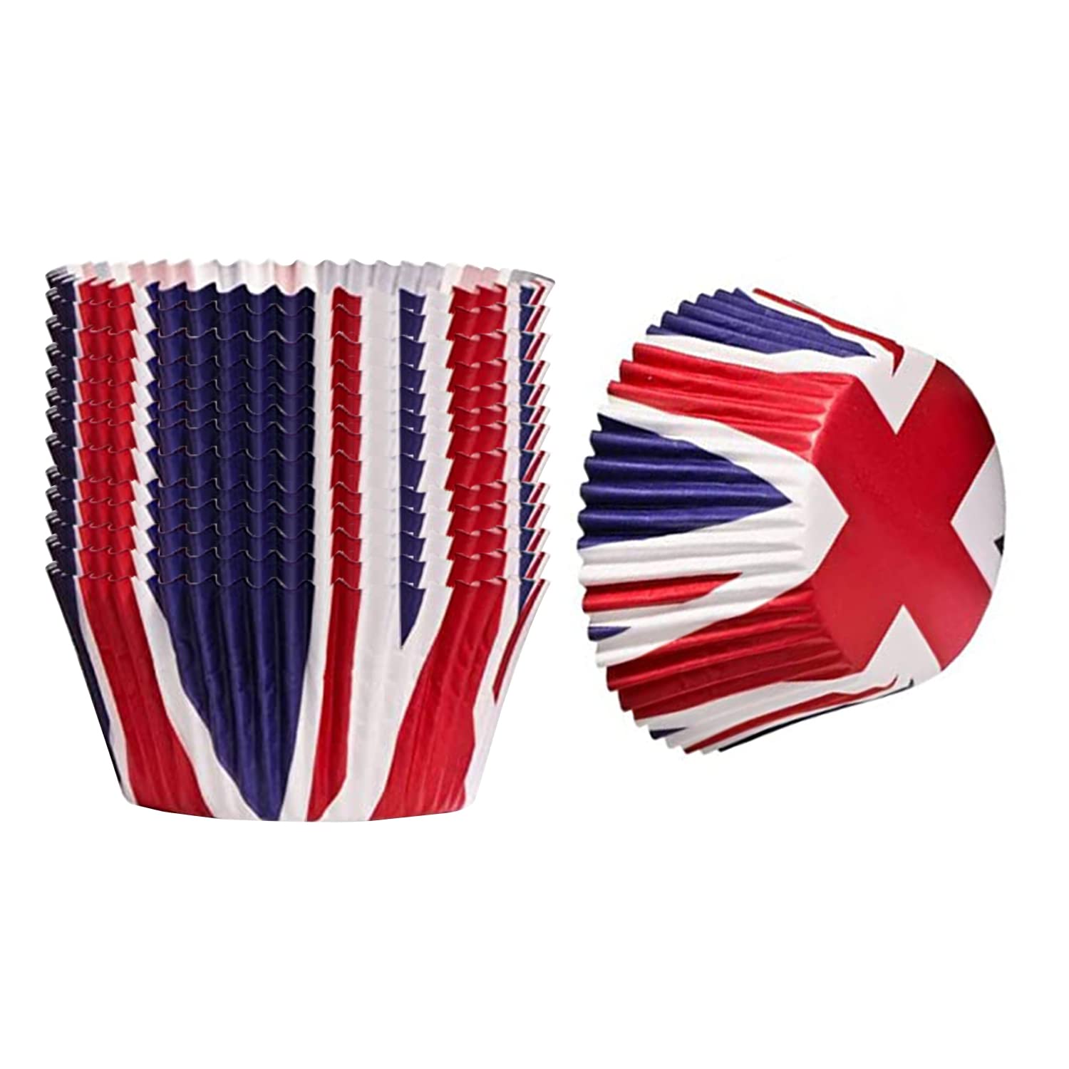 Trimming Shop Union Jack Cupcake Cases Muffins Dessert Cake Holder Paper Cup for King Charles III Coronation Celebration, Pub Sporting BBQ Events, 8cm, 50pcs