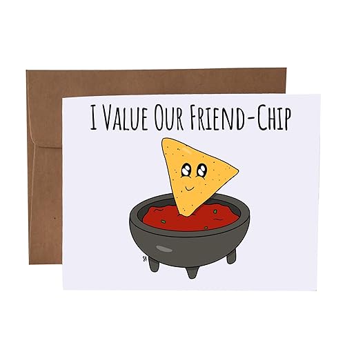 I Value Our Friend-Chip Chips and Salsa Pun Blank Greeting Card With Envelope disponible en Yaxa Venezuela
