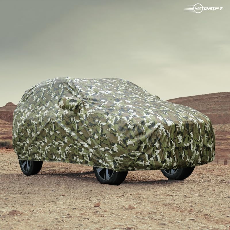 Image of NEODRIFT 'JungleTech' Car Cover for Tata Altroz (Back Long Antenna) (100% Water-Resistant, All Weather Protection, Tailored Fit, Easy Fit) (Colour: Military)