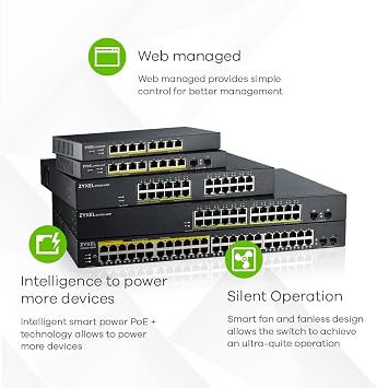 Zyxel 48 Port Network Ethernet Switch | Smart Managed PoE+ | GS1900-48HPV2