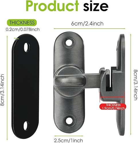 Miniatura 3 de Pestillo de puerta abatible, cerradura de puerta de granero de 90180 grados, cerradura de puerta de seguridad para granero, puerta corredera,