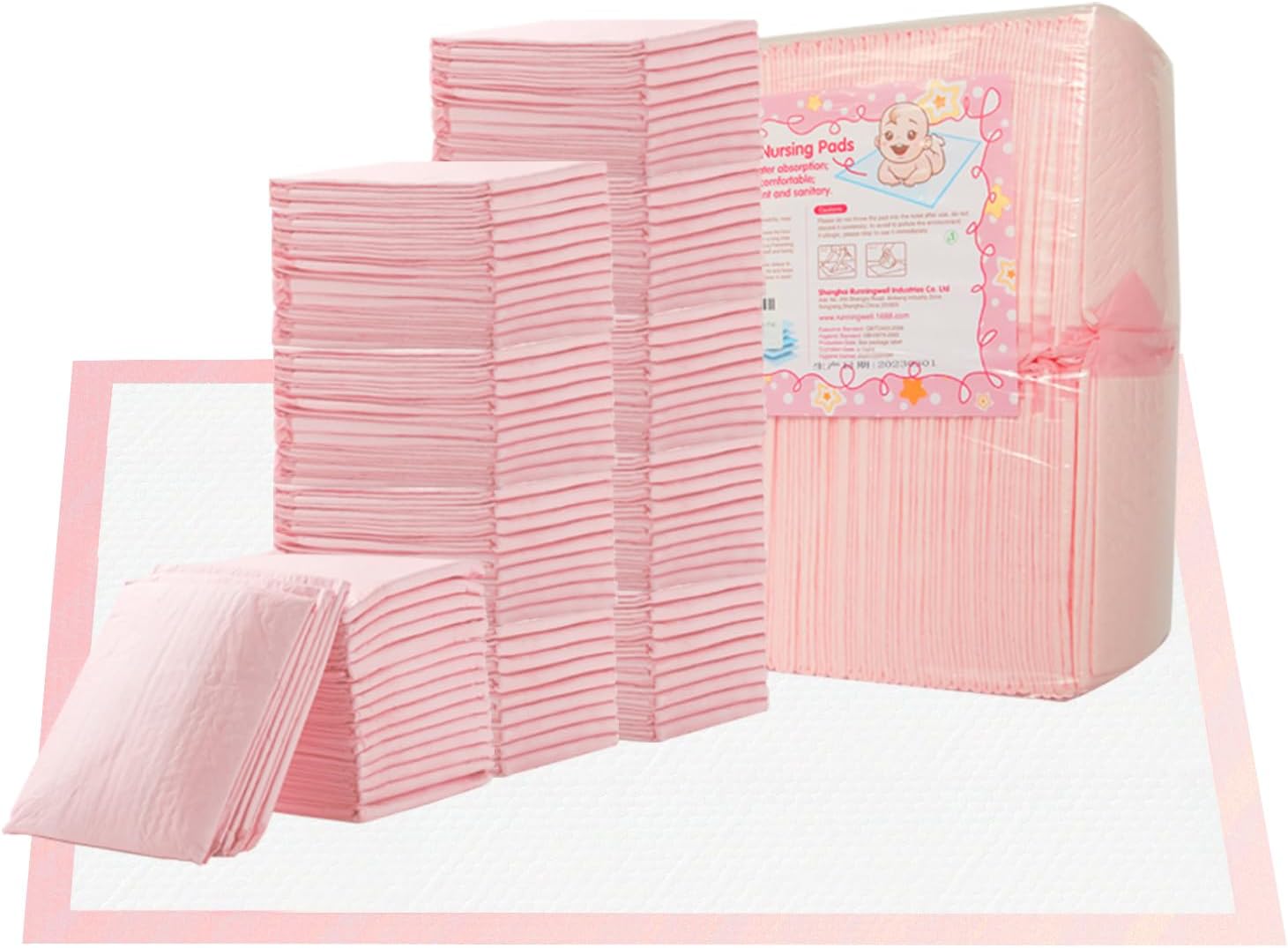 Baby Disposable Changing Pads, 100 Count Portable Diaper Changing Pad Liner, Baby Changing Pad Waterproof Underpads, Breathable, Soft Non-Woven Fabric, Quick Absorb (13x18 Inch, Pink)
