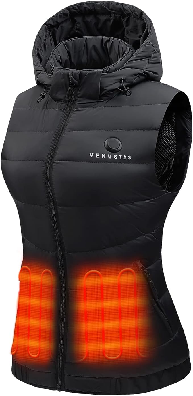 Venustas Women's heated Down Vest with battery pack 7.4V, Lightweight