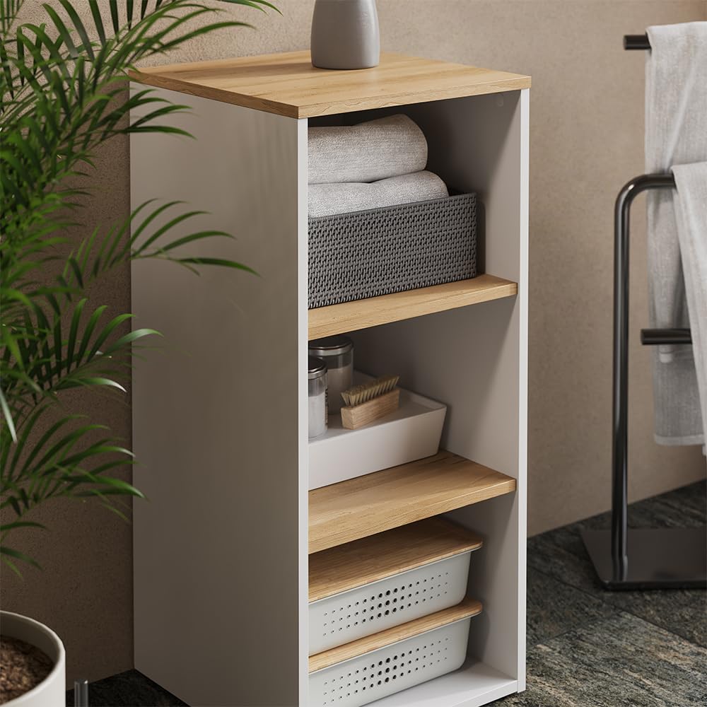 Vicco Meuble Salle de Bain Viktor, Blanc/Artisan, 40.2x88.2cm