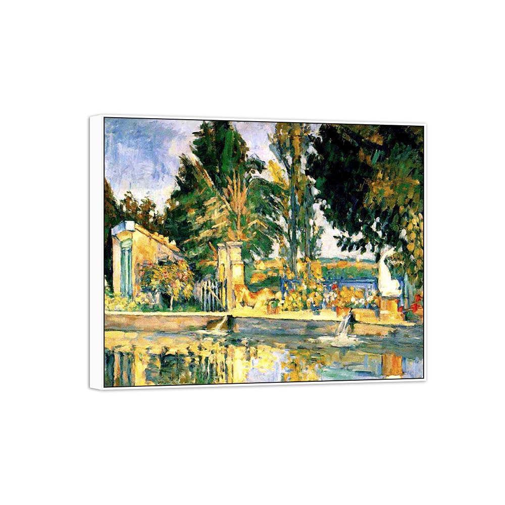SDYSKKUG Canvas Wall Art Picture Decor Pool by Paul Cezanne 72x60cm White Frame