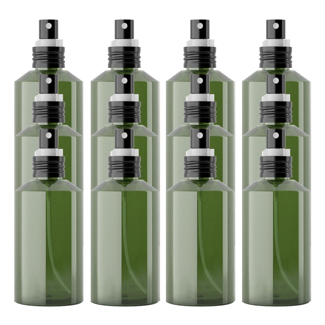 24 Stück, 150ml Grün Kunststoff Sprühflasche Nachfüllbar Klein Feinen Nebel mit Aluminium Pumpzerstäuber Reiseflaschen Pflanzen Blumen Reinigung Kosmetik