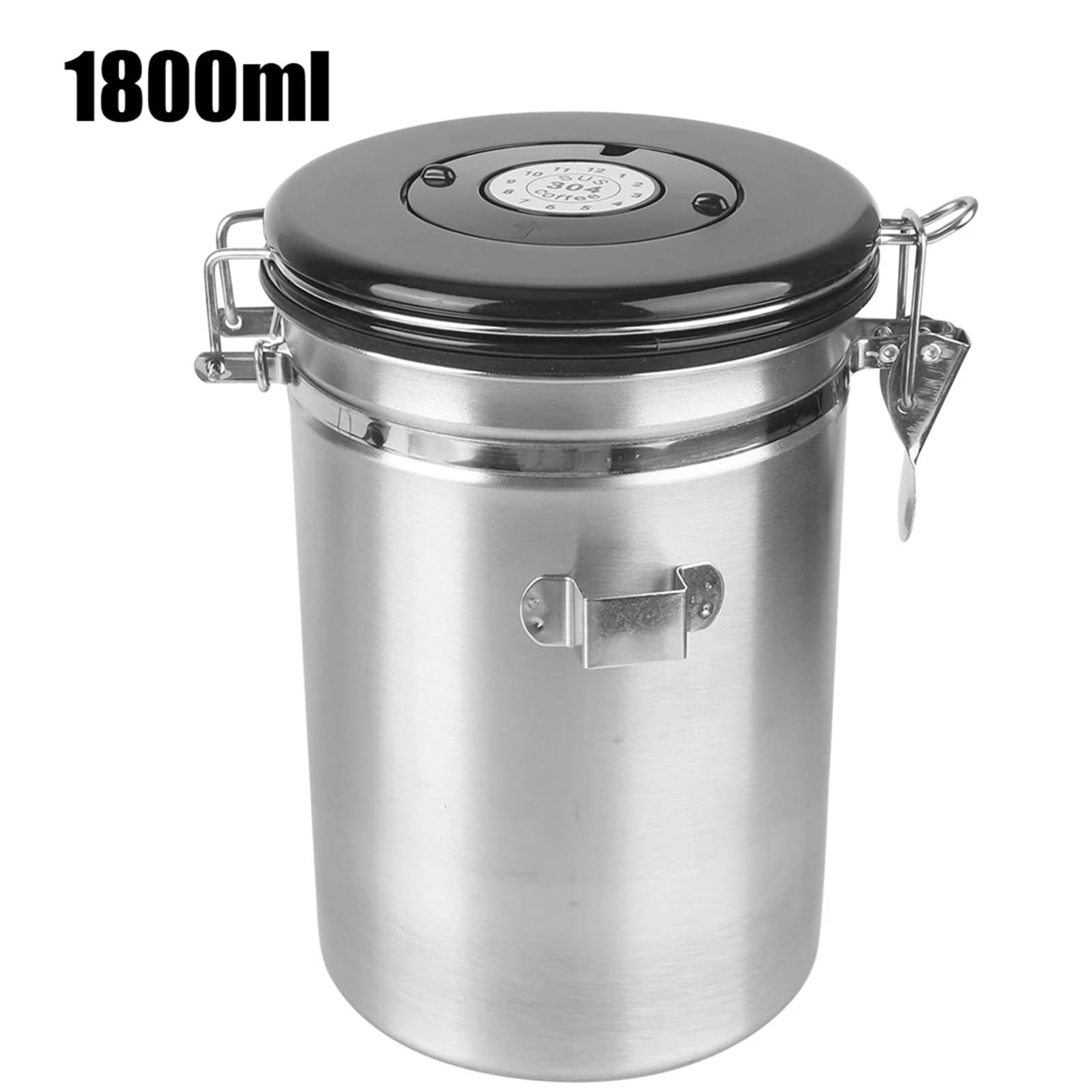 Pojemnik ze stali nierdzewnej, Pojemnik na ziarna kawy ze stali nierdzewnej, szczelna pokrywa, stal nierdzewna(1800ML)