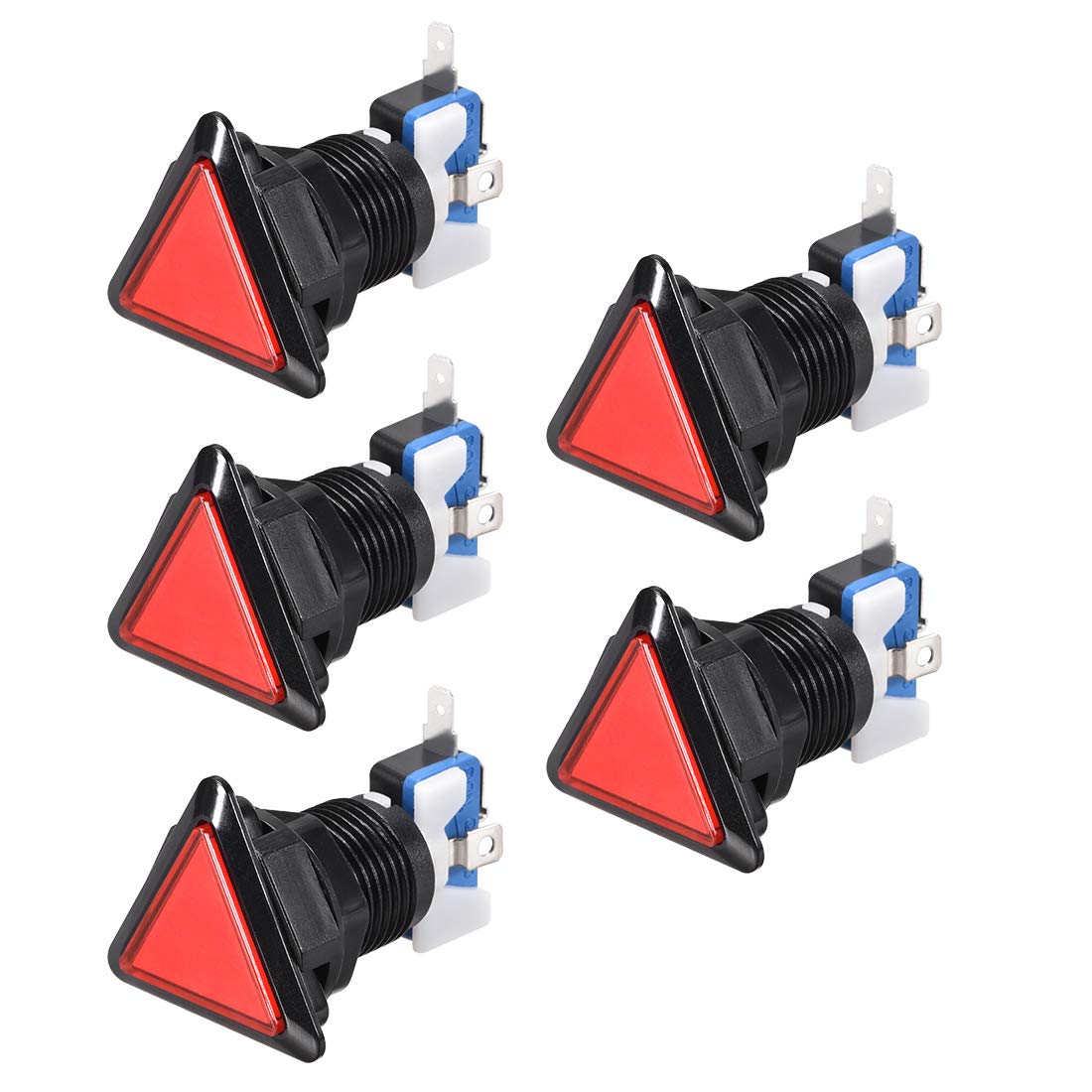 uxcell Game Push Button 39x39x39 Triangle 12V LED Illuminated Push Button Switch with Micro Switch for Arcade Video Games Red 5pcs