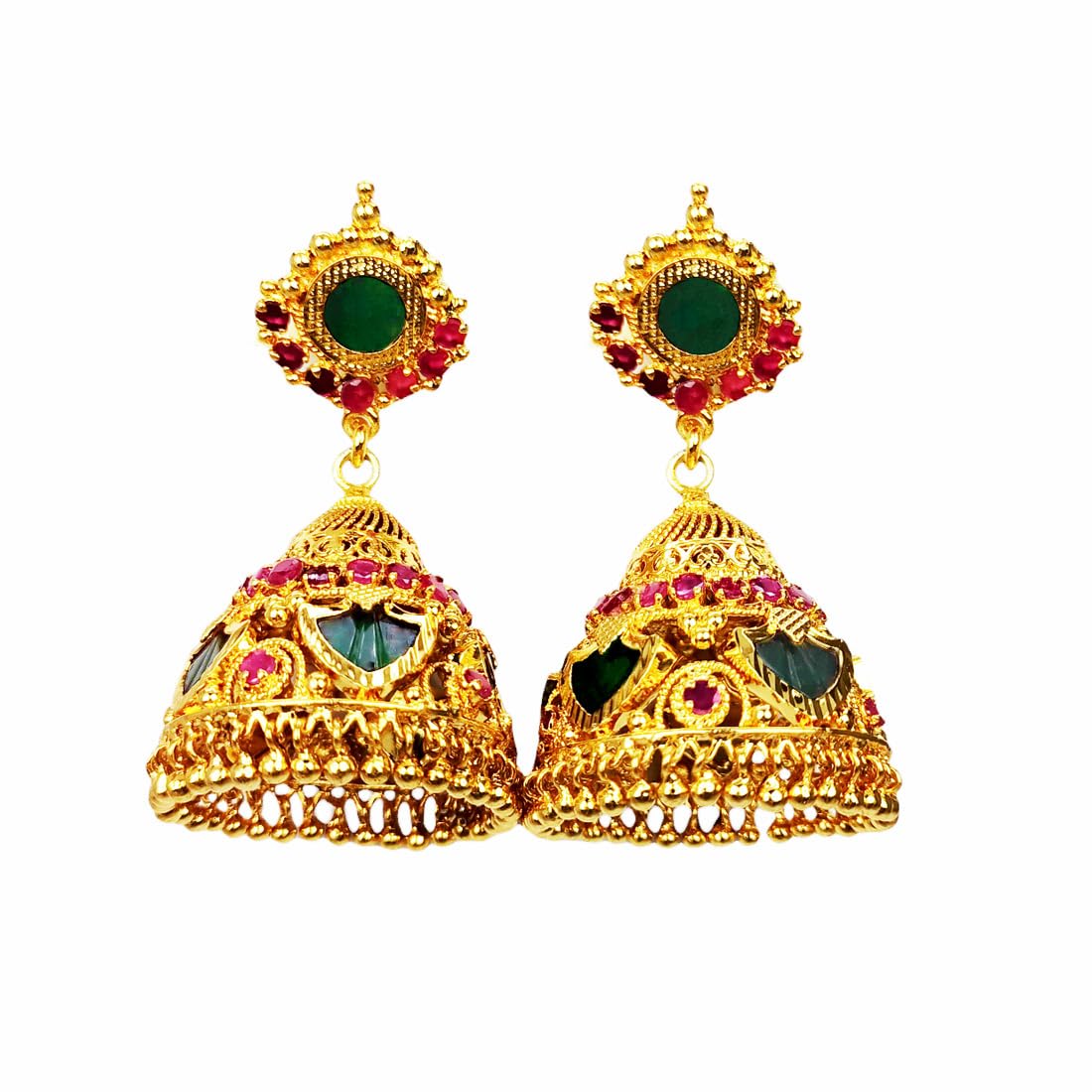 Kollam Supreme Gold Plated Brass Green Palakka Jhumka Earrings for Women. (B0DCZK38HB) Amazon Price History, Amazon Price Tracker