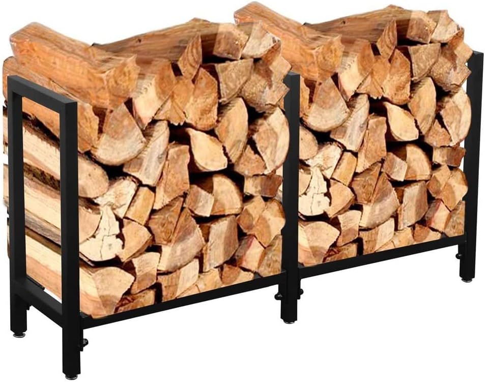 Indoor Outdoor Firewood Rack with Storage Shelves Simple Wood Rack for Firewood Storage,