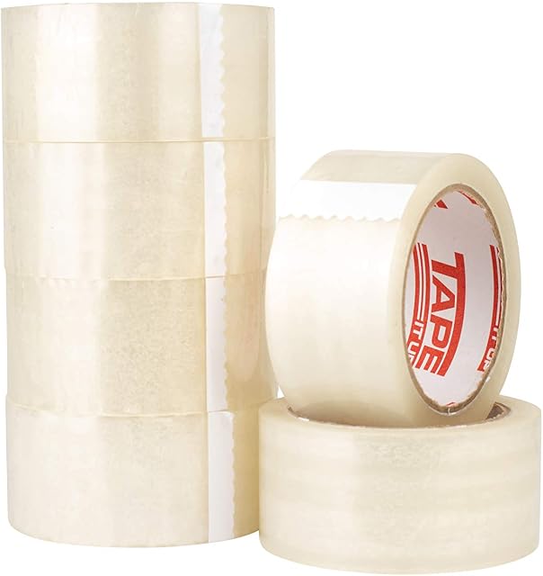 TAPE IT UP Strong & Thick Clear Parcel Tape 6 Rolls 48mm x 66m - Packing Tape for Moving House - Clear Tape for Packing Parcels - Packaging Tape Heavy Duty (6 Rolls, Clear/Transparent)