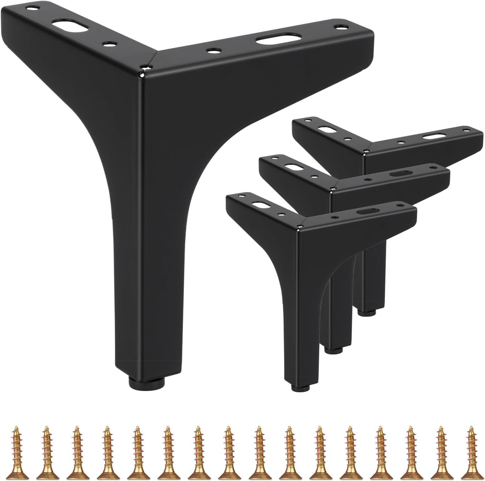 Komokeru Furniture Leg Metal Heavy Duty Replacement Feet (6 inch, Black-4Pack)