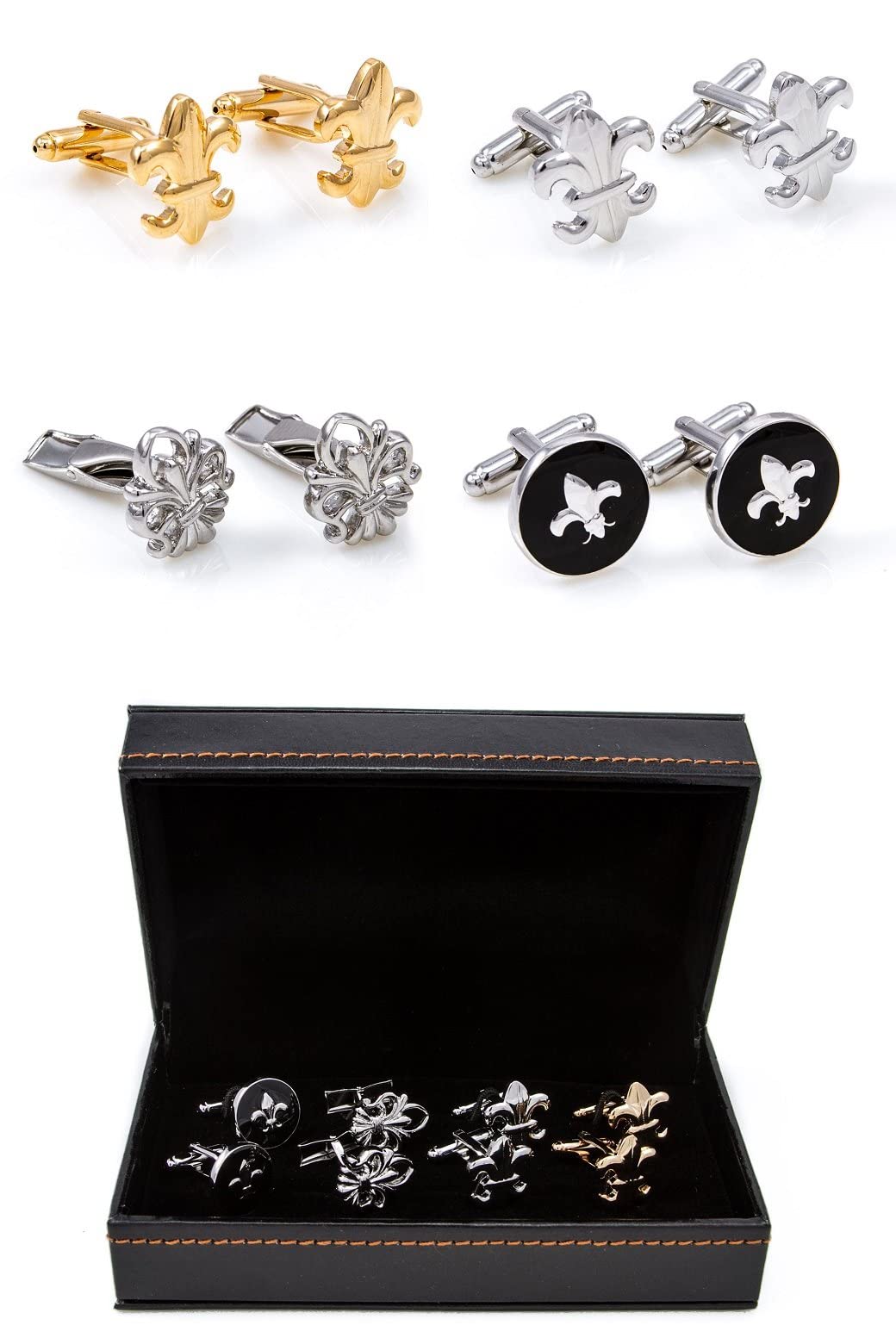 Fleur-de-lys Fleur De Lis 4 Pairs Cufflinks in a Presentation Gift Box & Polishing Cloth product thumbnail 4