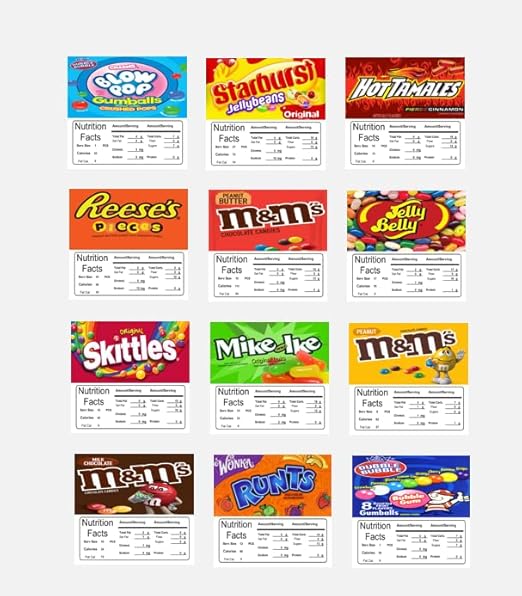Candy Vending Machine Labels Stickers 2.5" Square with