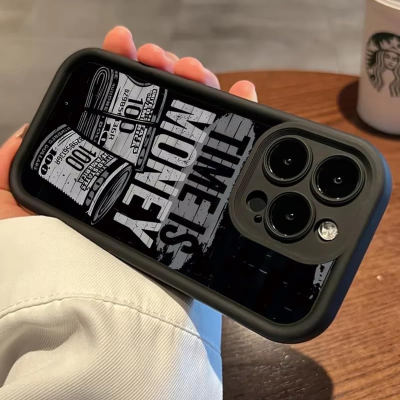 Image of COVERLY Time is Case Cover Compatible for iPhone 12 Pro | Hot 3D Dollar Painting Concave | 360 Camera Protection | Luxury Design Cute Print Liquid Silicone Elegant Phone Case (TPU | Black)