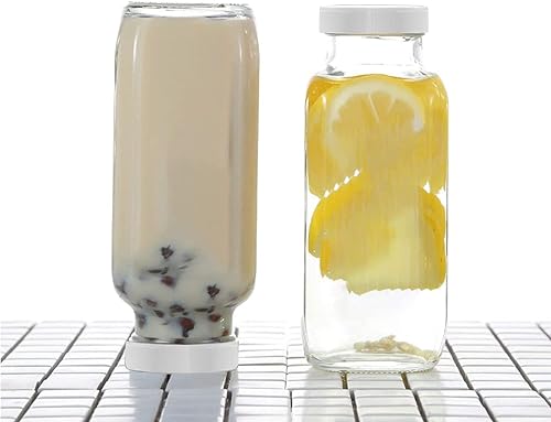Miniatura 4 de Encheng Botellas de vidrio de 12 onzas, botellas de vidrio herméticas con tapas, tarros de bebida vintage transparentes de 11.8 fl oz, botella de