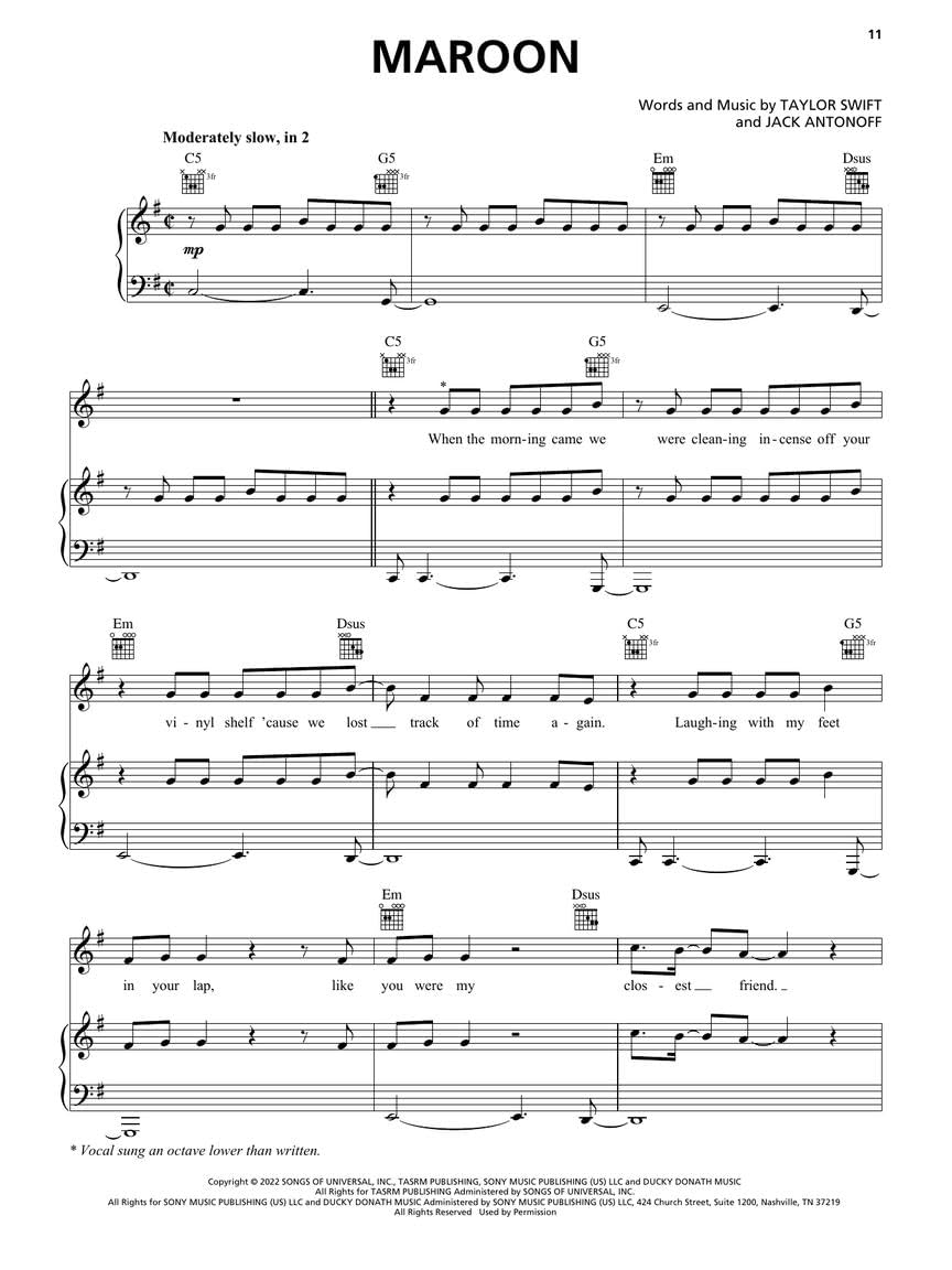 Taylor Swift - Midnights: Piano/Vocal/Guitar