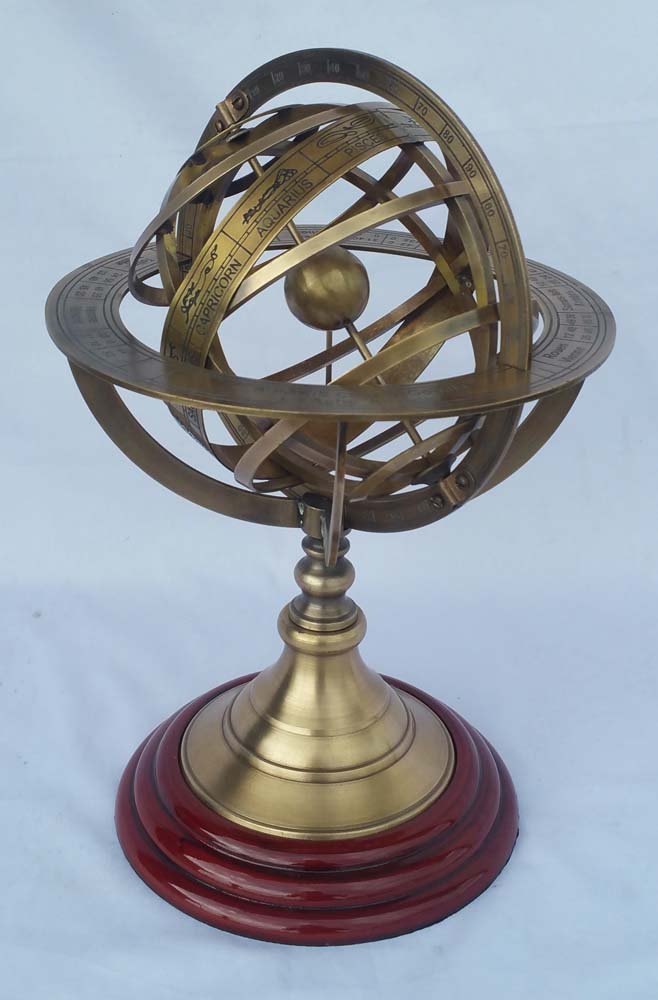 BOUSSOLE ASTROLABE ARMILLAIRE vintage antique en laiton 18 pouces gravée EUR 281,83 - FR