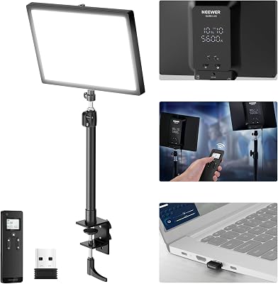 NEEWER 25W 12.9" Streaming Key Light with Desk Stand/2.4G Re - best streaming key lights