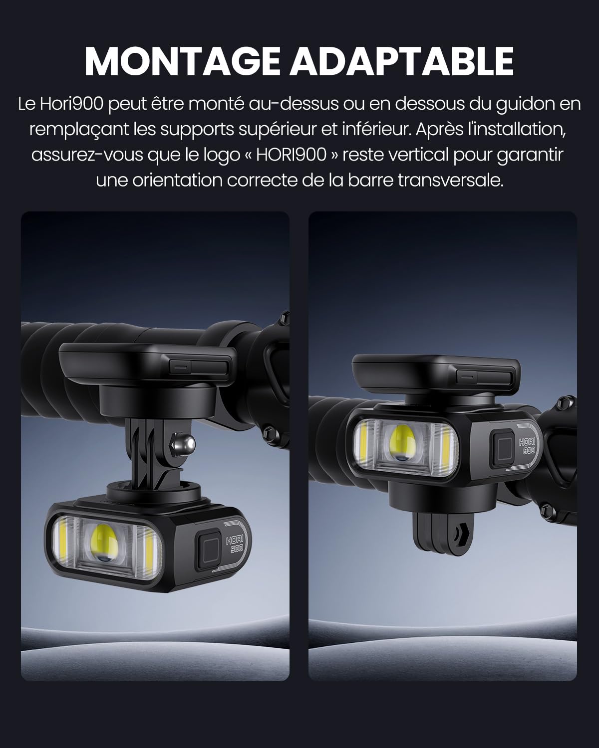 Magicshine Hori900 Phare de vélo à Double Montage 900 lumens Super Lumineux Indépendant DRL Fast USB-C Charge IPX6 étanche