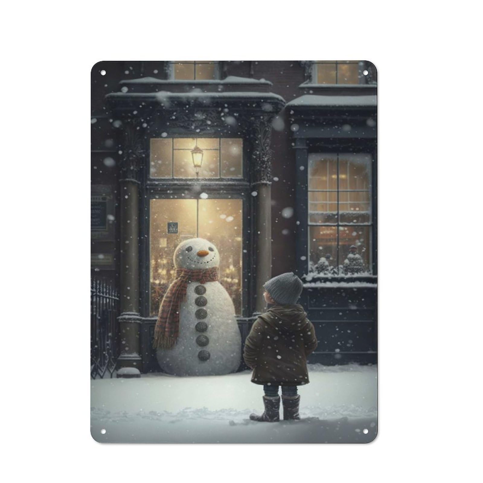 Junmoney Snowman Iii Metal Sign 40X30cm With For Home Bar Wall, Retro Decor, For Garage, Workshop And Man Cave Decoration