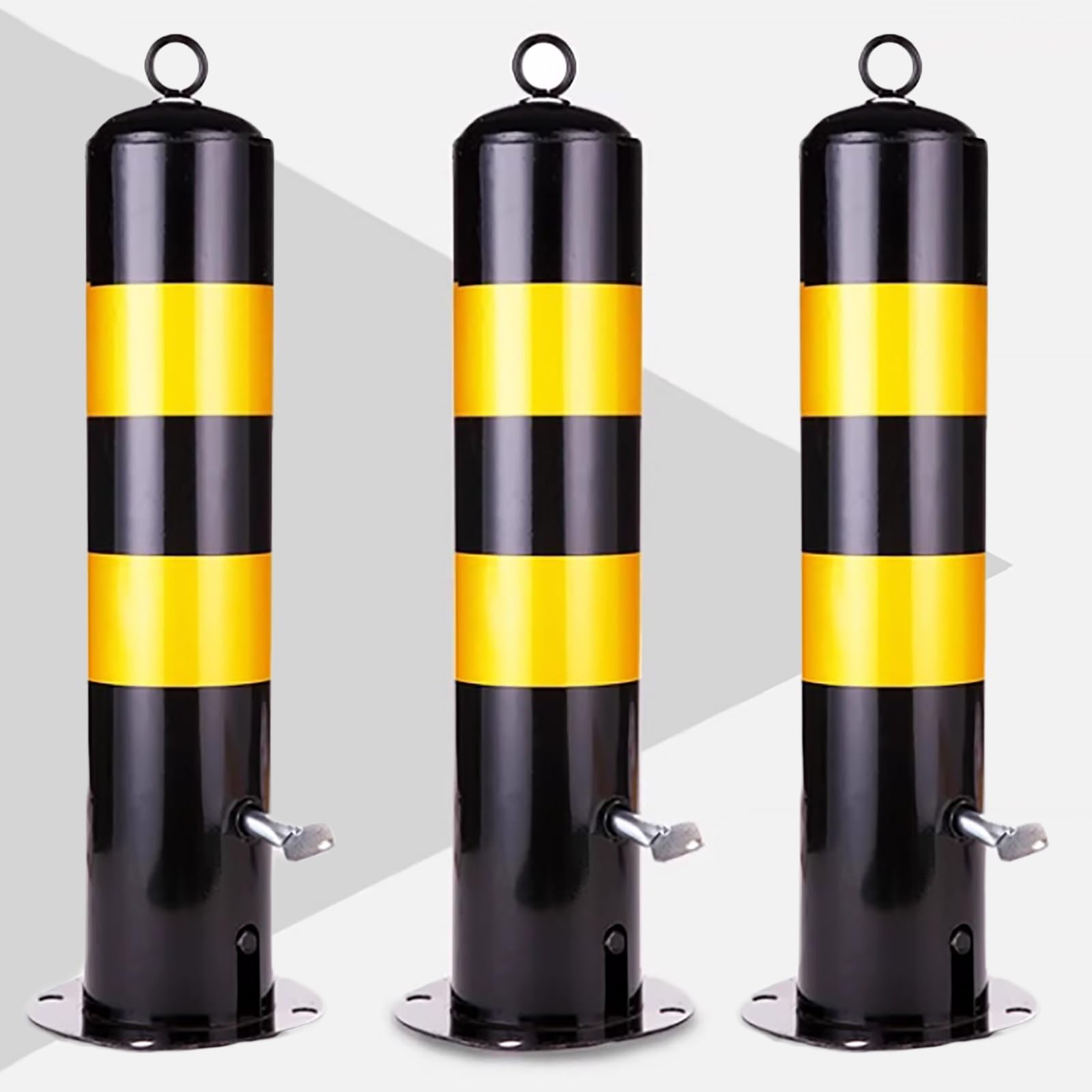 SaryEdge Removable Parking Bollards with Reflective Safety Barrier and Locking Base,3pcs-19.7x4.5/50x11.4cm,3pcs-19.7x4.5/50x11.4cm