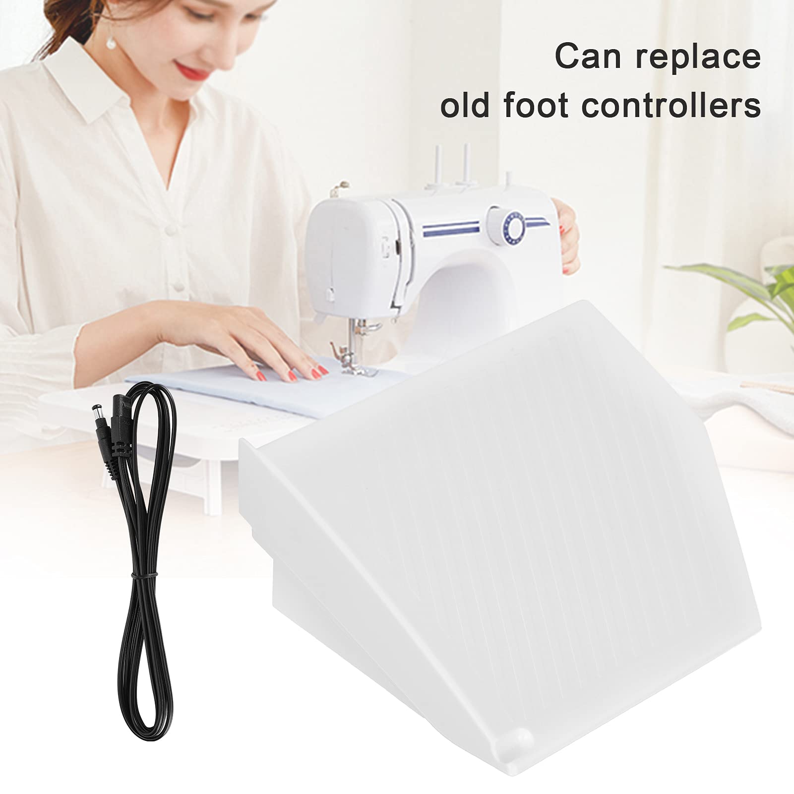 Pedal de Máquina de Coser, Pedal de Controlador de Pie Doméstico, Pedal de Repuesto para Máquina de Coser, Pedal de Interruptor con Cable de Conexión Apto para Máquina de Coser