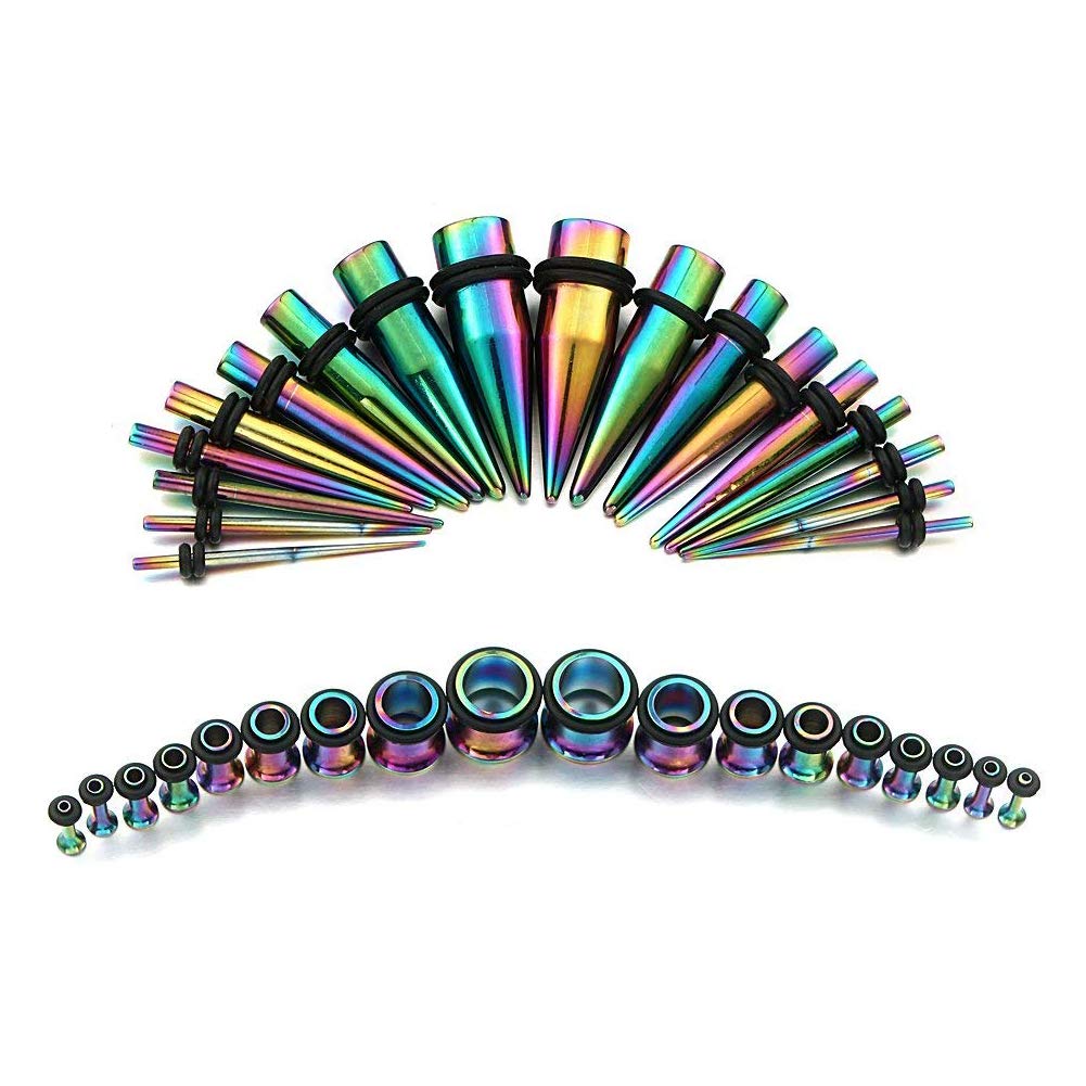 Funseedrr 36er Ohr Dehnstäbe Set Chirurgenstahl Ohr Taper Tunnel Plug Expander Piercing 1,6mm-10mm