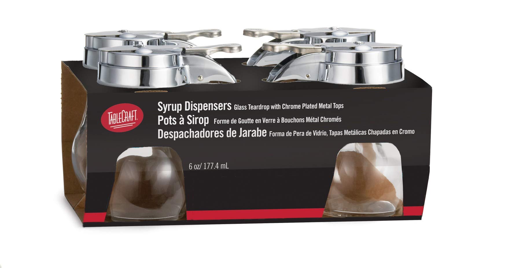 Tablecraft C406-4 Teardrop 6 Oz Syrup Dispenser - 4 / PK