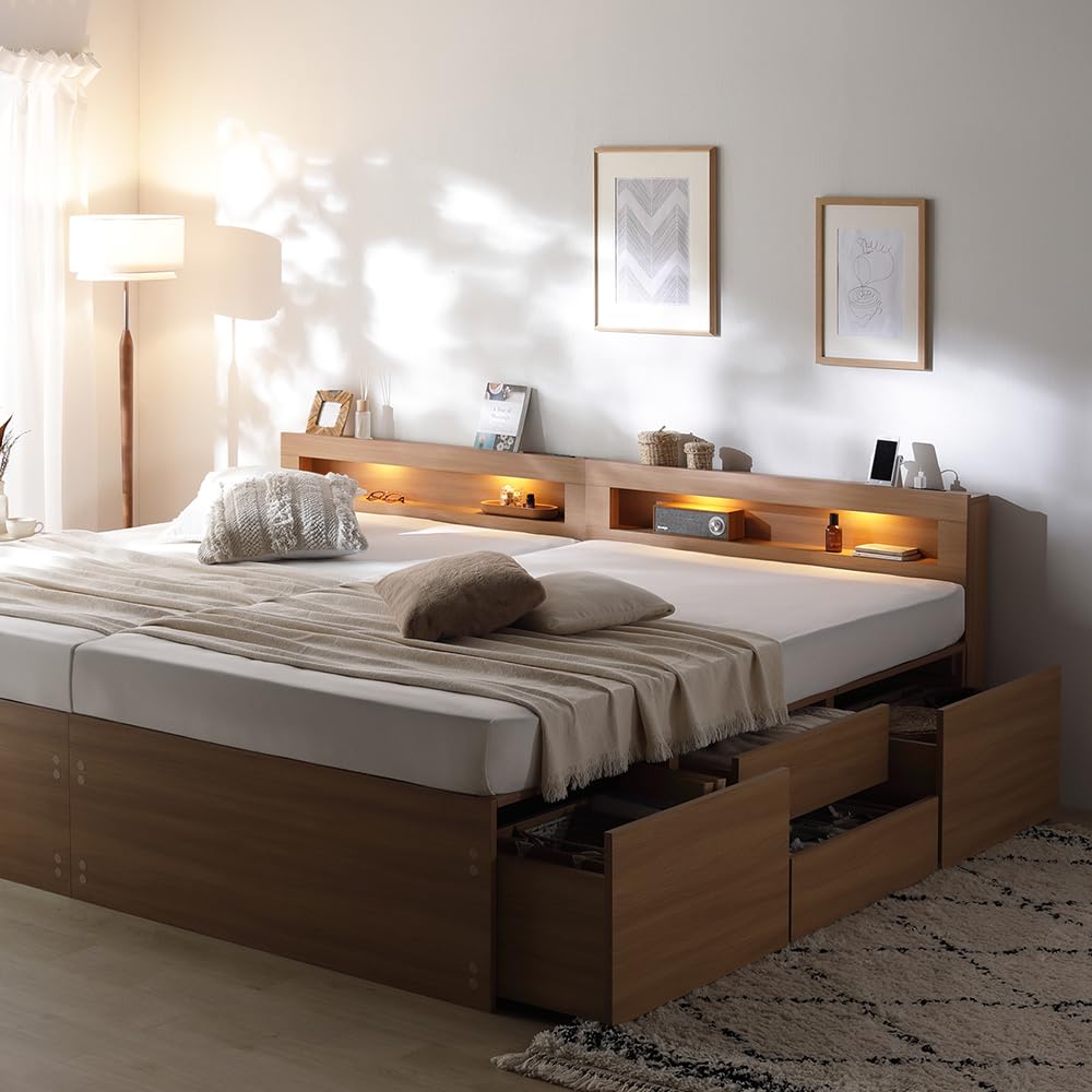 Amazon｜RASIK ベッド 通常丈ワイドキング280(通常丈ダブル+通常丈