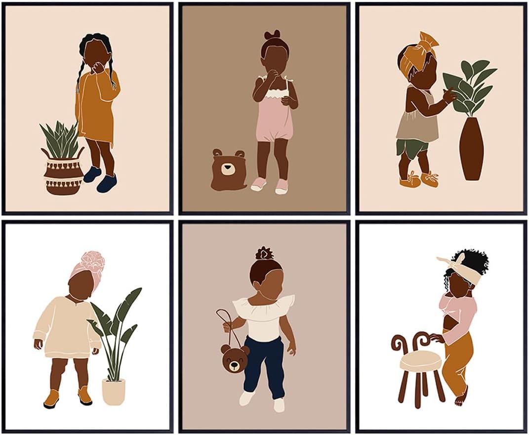 African American Baby Girl Room Decor - Black Girls Bedroom Decor - Baby Nursery Decor - Little Girls Bedroom Wall Art - Toddler Girls - Girl Room Decor - Black Girls Room - Boho Toddler