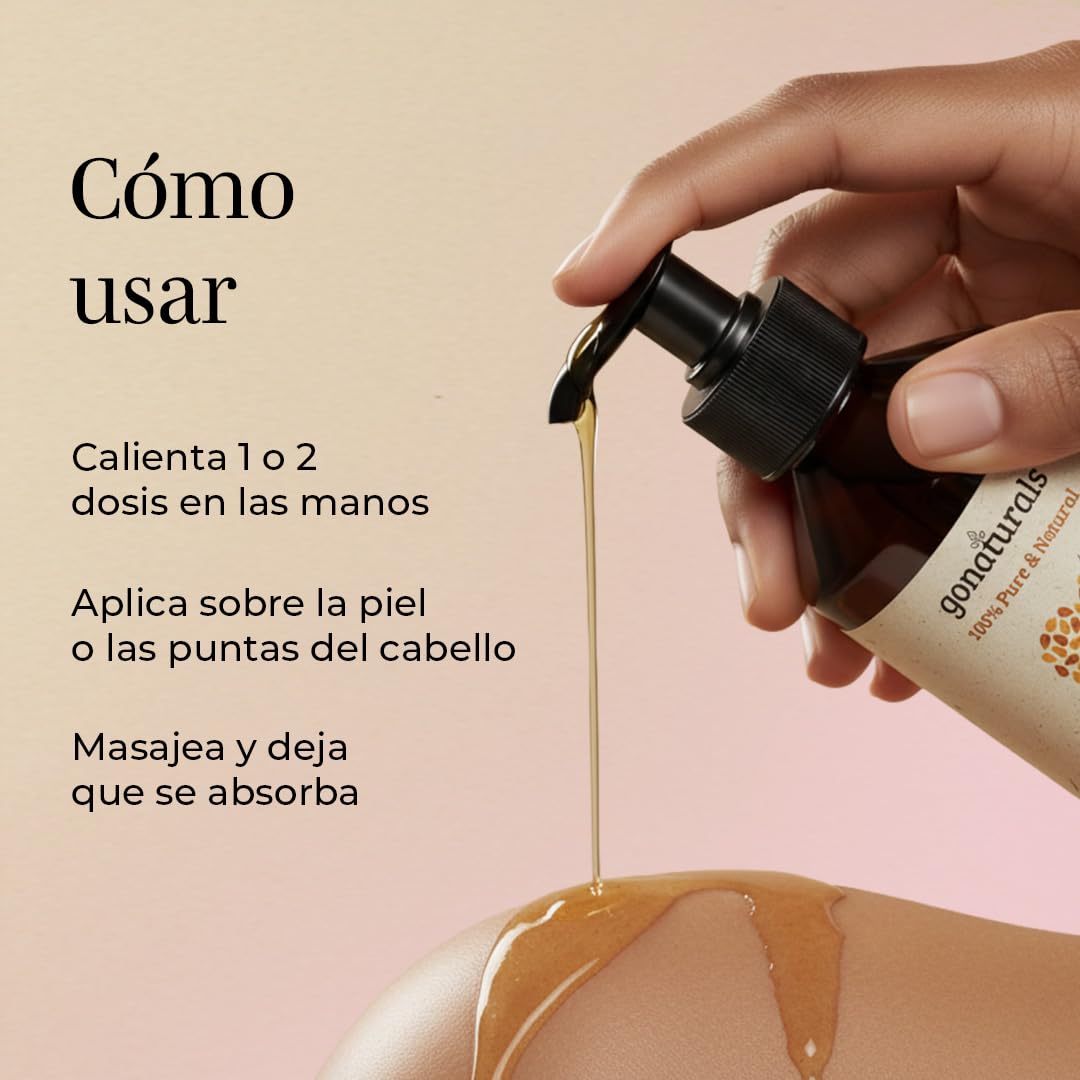 GoNaturals Aceite de Almendras Dulces 250ml 100% Puro Natural Prensado en Frío Corporal Hidratante