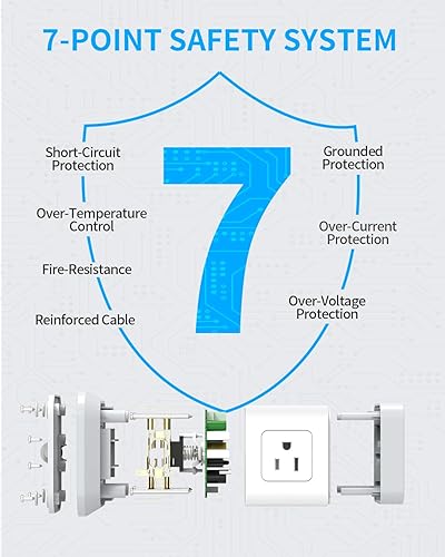 Miniatura 8 de Regleta de alimentación con 4 tomacorrientes, 3 puertos USB, cable de extensión de cubo BEVA, enchufe plano, estación de carga de escritorio pequeña